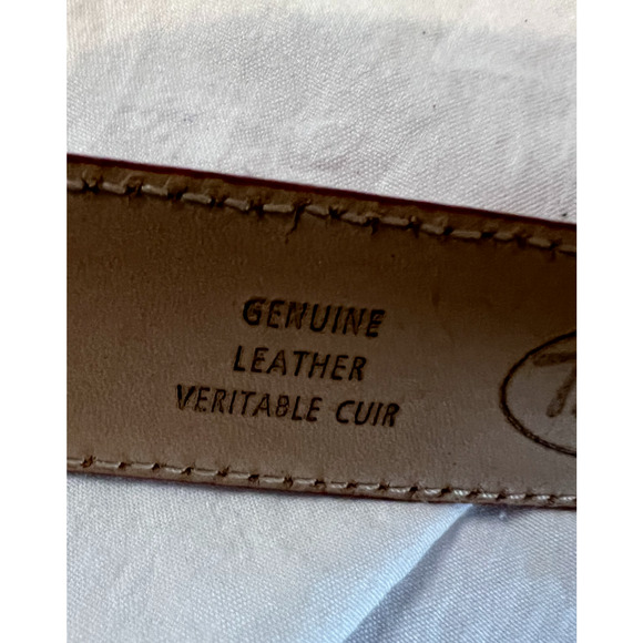 Talbots Leather Belt Womens Size XS Red Leather Belt 29" length Gold I - Picture 2 of 5